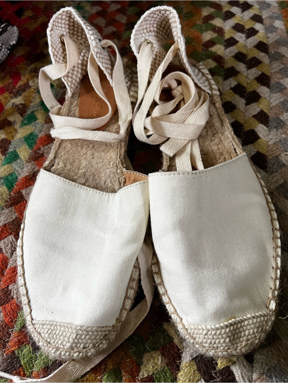 J. Crew Women’s Cream Canvas Espadrille Lace-Up Sandals - Picture 4 of 14